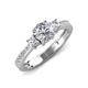 4 - Aniyah 1.35 ctw IGI Certified Classic Three Stone Round Lab Grown Diamond (VS1/F) and White Sapphire Engagement Ring 