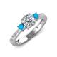 4 - Aniyah 1.28 ctw IGI Certified Classic Three Stone Round Lab Grown Diamond (VS1/F) and Turquoise Engagement Ring 