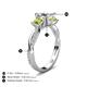 5 - Michele 1.56 ctw (5.50 mm) 3 Stone Princess Cut Lab Grown Diamond and Peridot Twisted Vine Engagement Ring 