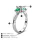 5 - Michele 1.52 ctw (5.50 mm) 3 Stone Princess Cut Lab Grown Diamond and Emerald Twisted Vine Engagement Ring 