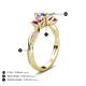 5 - Michele 1.52 ctw (5.50 mm) 3 Stone Princess Cut Lab Grown Diamond and Pink Tourmaline Twisted Vine Engagement Ring 