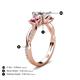5 - Michele 1.52 ctw (5.50 mm) 3 Stone Princess Cut Lab Grown Diamond and Pink Tourmaline Twisted Vine Engagement Ring 