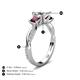 5 - Michele 1.56 ctw (5.50 mm) 3 Stone Princess Cut Lab Grown Diamond and Rhodolite Garnet Twisted Vine Engagement Ring 