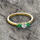 2 - Quyen 0.49 ctw (4.00 mm) Round Natural Diamond and Emerald Three Stone Engagement Ring  