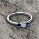 2 - Quyen 0.54 ctw (4.00 mm) Round Natural Diamond and Blue Sapphire Three Stone Engagement Ring  