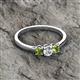 2 - Quyen 0.57 ctw (4.00 mm) Round Natural Diamond and Peridot Three Stone Engagement Ring  