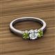 2 - Quyen 1.13 ctw (5.00 mm) Round Natural Diamond and Peridot Three Stone Engagement Ring  