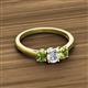 2 - Quyen 1.13 ctw (5.00 mm) Round Natural Diamond and Peridot Three Stone Engagement Ring  