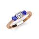 3 - Quyen 0.98 ctw (5.00 mm) Round Natural Diamond and Tanzanite Three Stone Engagement Ring  