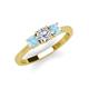 3 - Quyen 0.90 ctw (5.00 mm) Round Natural Diamond and Aquamarine Three Stone Engagement Ring  