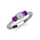 3 - Quyen 0.90 ctw (5.00 mm) Round Natural Diamond and Amethyst Three Stone Engagement Ring  