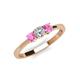 3 - Quyen 0.54 ctw (4.00 mm) Round Natural Diamond and Pink Sapphire Three Stone Engagement Ring  