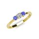 3 - Quyen 0.53 ctw (4.00 mm) Round Natural Diamond and Tanzanite Three Stone Engagement Ring  