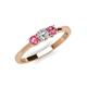 3 - Quyen 0.49 ctw (4.00 mm) Round Natural Diamond and Pink Tourmaline Three Stone Engagement Ring  