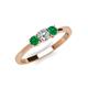 3 - Quyen 0.49 ctw (4.00 mm) Round Natural Diamond and Emerald Three Stone Engagement Ring  