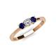3 - Quyen 0.54 ctw (4.00 mm) Round Natural Diamond and Blue Sapphire Three Stone Engagement Ring  