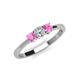 3 - Quyen 0.54 ctw (4.00 mm) Round Natural Diamond and Pink Sapphire Three Stone Engagement Ring  