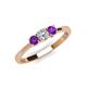 3 - Quyen 0.49 ctw (4.00 mm) Round Natural Diamond and Amethyst Three Stone Engagement Ring  