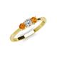 3 - Quyen 0.49 ctw (4.00 mm) Round Natural Diamond and Citrine Three Stone Engagement Ring  