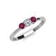 3 - Quyen 0.57 ctw (4.00 mm) Round Natural Diamond and Rhodolite Garnet Three Stone Engagement Ring  
