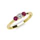 3 - Quyen 0.57 ctw (4.00 mm) Round Natural Diamond and Rhodolite Garnet Three Stone Engagement Ring  