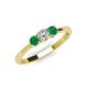 3 - Quyen 0.49 ctw (4.00 mm) Round Natural Diamond and Emerald Three Stone Engagement Ring  