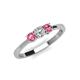 3 - Quyen 0.49 ctw (4.00 mm) Round Natural Diamond and Pink Tourmaline Three Stone Engagement Ring  