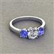 3 - Quyen GIA Certified 1.94 ctw (6.50 mm) Round Natural Diamond and Tanzanite Three Stone Engagement Ring 