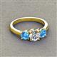 3 - Quyen GIA Certified 2.00 ctw (6.50 mm) Round Natural Diamond and Blue Topaz Three Stone Engagement Ring 