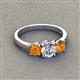 3 - Quyen GIA Certified 1.80 ctw (6.50 mm) Round Natural Diamond and Citrine Three Stone Engagement Ring 