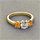 3 - Quyen GIA Certified 1.80 ctw (6.50 mm) Round Natural Diamond and Citrine Three Stone Engagement Ring 