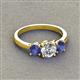 3 - Quyen GIA Certified 1.80 ctw (6.50 mm) Round Natural Diamond and Iolite Three Stone Engagement Ring 