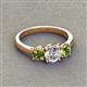 3 - Quyen GIA Certified 2.00 ctw (6.50 mm) Round Natural Diamond and Peridot Three Stone Engagement Ring 