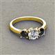 3 - Quyen GIA Certified 2.00 ctw (6.50 mm) Round Natural Diamond and Black Diamond Three Stone Engagement Ring 