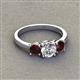 3 - Quyen GIA Certified 2.26 ctw (6.50 mm) Round Natural Diamond and Red Garnet Three Stone Engagement Ring 