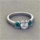 3 - Quyen GIA Certified 2.00 ctw (6.50 mm) Round Natural Diamond and Blue Diamond Three Stone Engagement Ring 