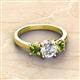 3 - Quyen GIA Certified 2.25 ctw (7.00 mm) Round Natural Diamond and Peridot Three Stone Engagement Ring 