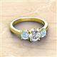 3 - Quyen GIA Certified 2.05 ctw (7.00 mm) Round Natural Diamond and Aquamarine Three Stone Engagement Ring 