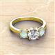 3 - Quyen GIA Certified 1.95 ctw (7.00 mm) Round Natural Diamond and Opal Three Stone Engagement Ring 