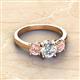 3 - Quyen GIA Certified 2.21 ctw (7.00 mm) Round Natural Diamond and Morganite Three Stone Engagement Ring 