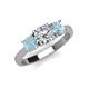 4 - Quyen GIA Certified 1.80 ctw (6.50 mm) Round Natural Diamond and Aquamarine Three Stone Engagement Ring 