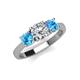 4 - Quyen GIA Certified 2.00 ctw (6.50 mm) Round Natural Diamond and Blue Topaz Three Stone Engagement Ring 