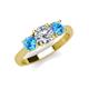 4 - Quyen GIA Certified 2.00 ctw (6.50 mm) Round Natural Diamond and Blue Topaz Three Stone Engagement Ring 