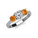4 - Quyen GIA Certified 1.80 ctw (6.50 mm) Round Natural Diamond and Citrine Three Stone Engagement Ring 