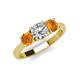 4 - Quyen GIA Certified 1.80 ctw (6.50 mm) Round Natural Diamond and Citrine Three Stone Engagement Ring 