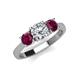 4 - Quyen GIA Certified 2.00 ctw (6.50 mm) Round Natural Diamond and Rhodolite Garnet Three Stone Engagement Ring 
