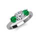 4 - Quyen GIA Certified 1.80 ctw (6.50 mm) Round Natural Diamond and Emerald Three Stone Engagement Ring 