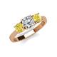 4 - Quyen GIA Certified 2.06 ctw (6.50 mm) Round Natural Diamond and Yellow Sapphire Three Stone Engagement Ring 