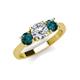 4 - Quyen GIA Certified 2.00 ctw (6.50 mm) Round Natural Diamond and London Blue Topaz Three Stone Engagement Ring 