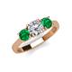 4 - Quyen GIA Certified 1.80 ctw (6.50 mm) Round Natural Diamond and Emerald Three Stone Engagement Ring 